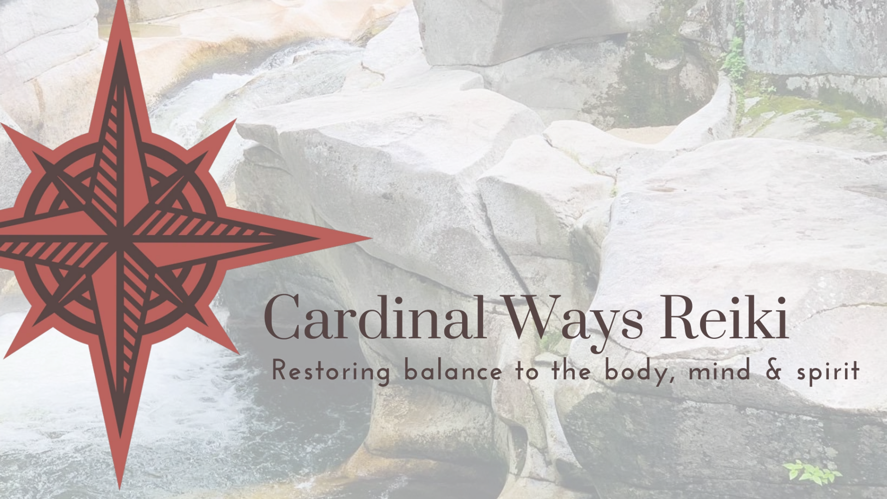 Cardinal Ways Reiki logo and motto Restoring balance to the body, mind and spirit