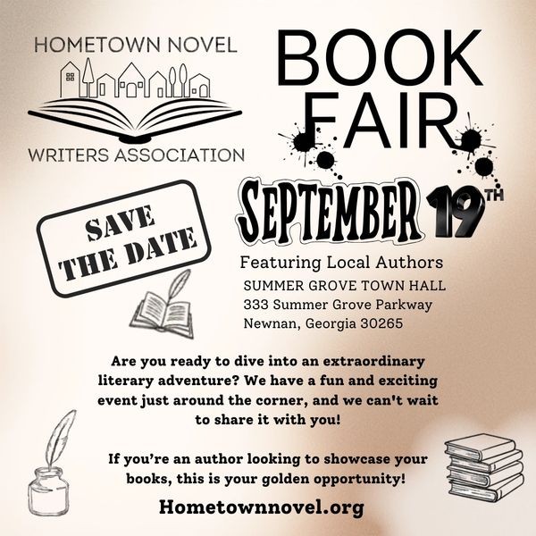 Flyer for a book fair by Hometown Novel Writers Association on September 19.