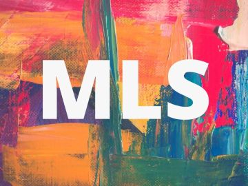 Different colors are painted in Abstract and the acronym MLS is written across the paints. 