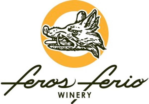 Logo of Feros Ferio Winery featuring a wild boar head inside an orange circle.