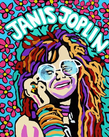 Janis Joplin Rock and Roll. Woodstock, NY. Painting by WendyB_creative