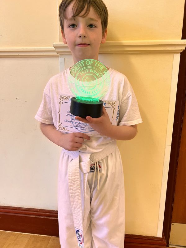 Harrison won student of the week in our children's karate class in Hessle.