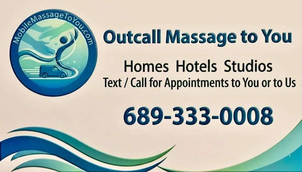 Outcall Massage to Home or Hotel or in Studios with a licensed full body therapist specialist.