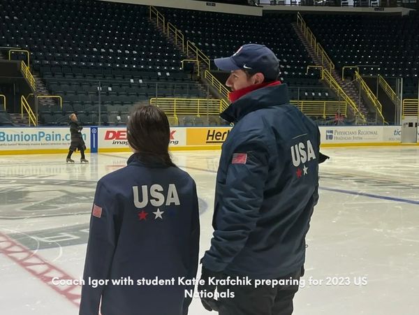 Katie Krafchik & Coach Igor Krokavec at Hertz Arena in Estero FL for US Figure Skating Nationals 
