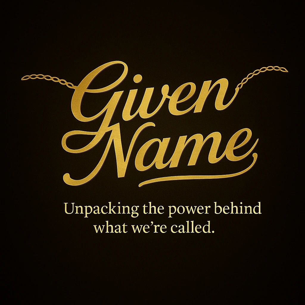 "Given Name" in gold letters like a name necklace with a black background.
