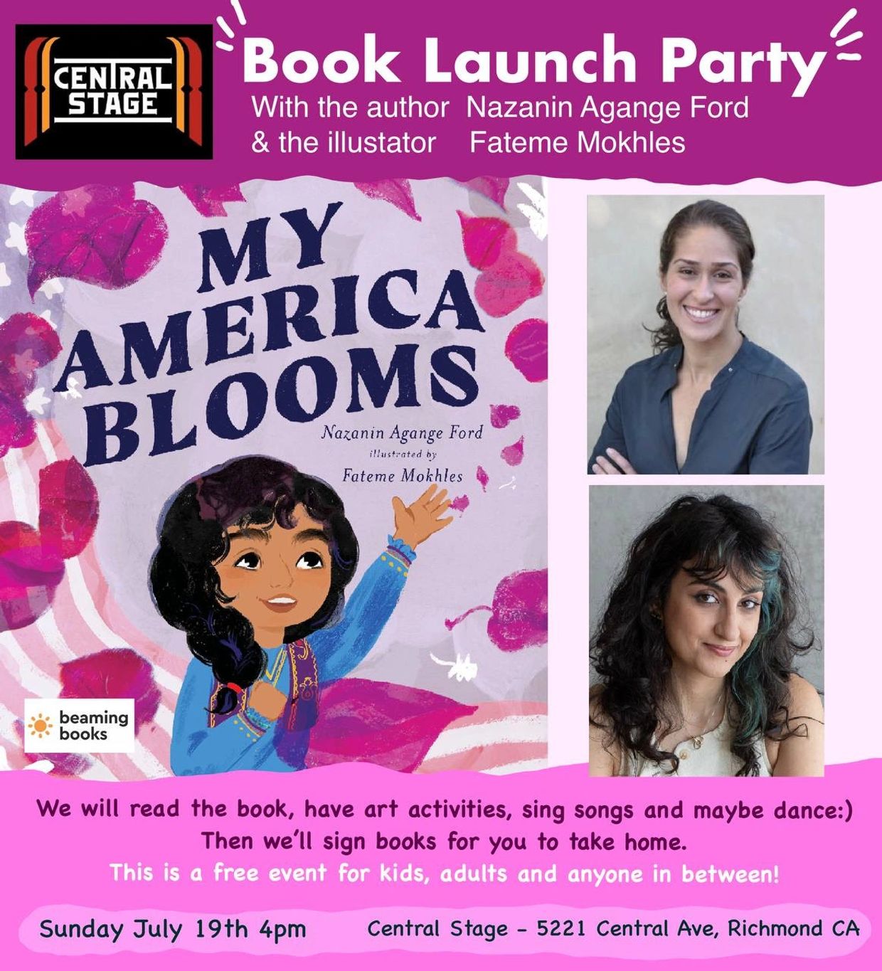 Book launch event for My America Blooms with author and illustrator.
