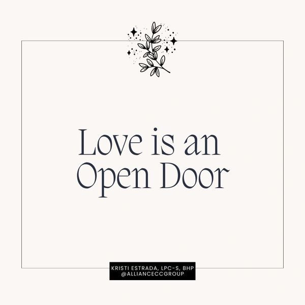 Image that reads Love is an Open Door