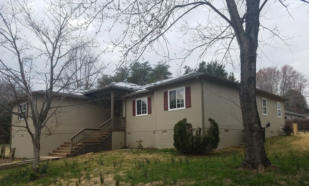 Exterior painted with Sherwin Williams Paint . Super Deck Solid Hide Stain on masonite type siding and decks. Super Paint on windows and shutters.