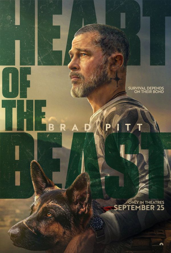 Heart of the Beast movie poster featuring Brad Pitt and a dog.
