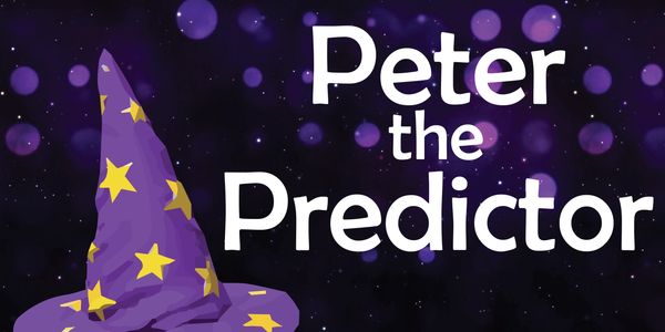 Children's Book Peter the Predictor splash title with wizard hat