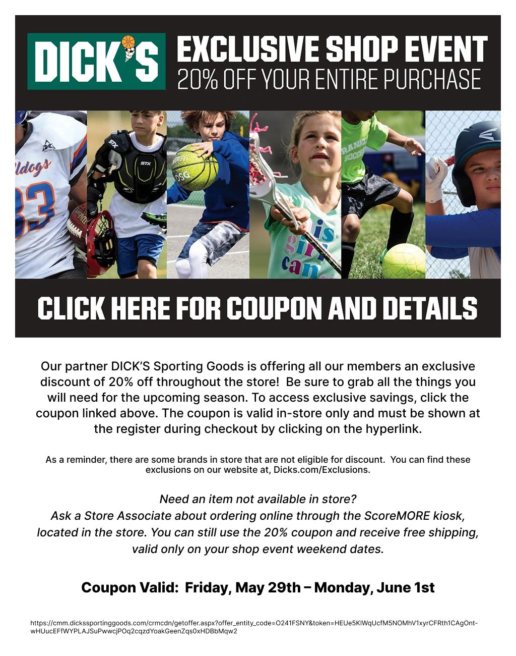 Dick's Sporting Goods 20% off!