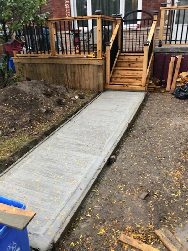 Deck and concrete walkway 