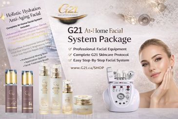 G21 At-Home Facial System Package with professional skincare equipment and products.