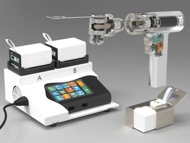 Motorized surgical saw and charge station used as a bone cutter used in orthopedic surgeries