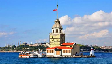 The Maiden's Tower, one of the historical symbols of Istanbul, Turkey's largest city