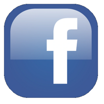 Classic blue Facebook logo with white lowercase 'f'.