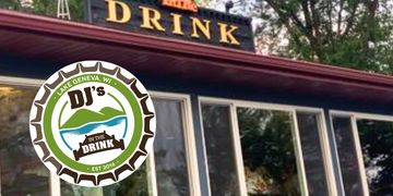 DJ's Little Drink bar with outdoor trees and windows.