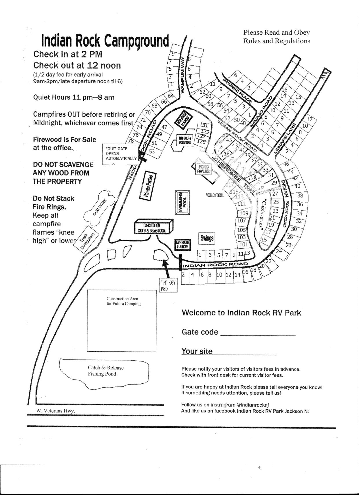 Indian Rocks Rv Park Campground Map