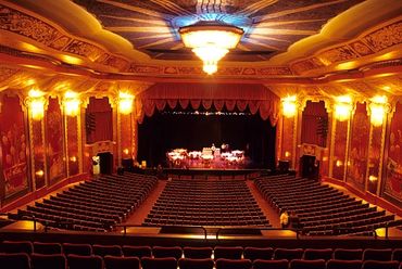 Aurora, Illinois, Paramount Arts Center, View of stage and seats from balcony.