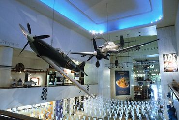 Chicago, Illinois, Museum of Science and Industry, Vintage airplanes on display.