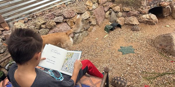 Book reading to turtles. 