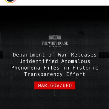 The White House announces release of UFO files by Department of War.