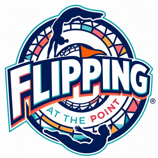 Logo for Flipping at the Point with gymnasts.