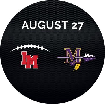 August 27 football game between LM and MU with team logos.