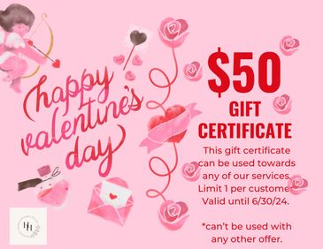 Valebtine’s Day Certificates available for purchase until 2/14/24. 
