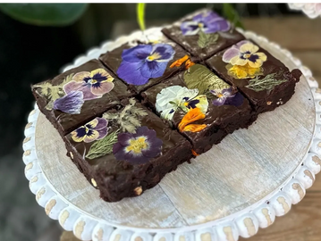 Six pieces of edible flower brownies