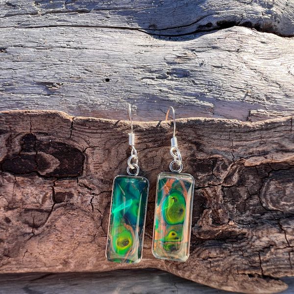 Handcrafted acrylic pour earrings