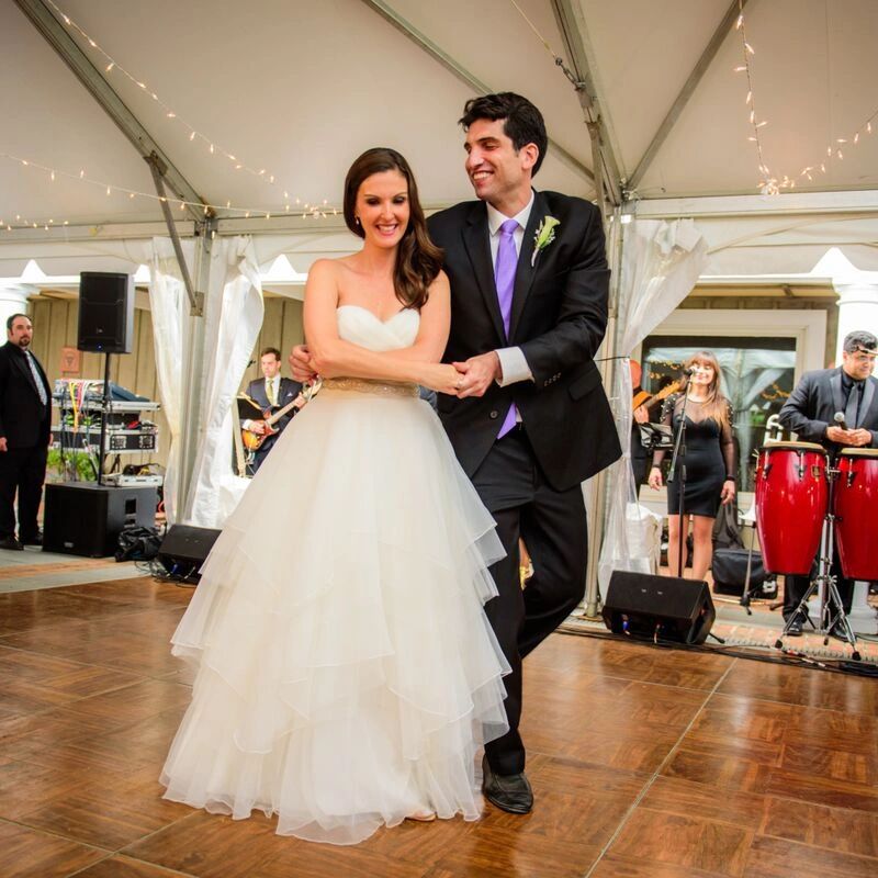 Bride and groom dancing on a dance floor