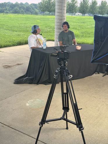 Mason Rudolph and Ben Skowronek being interviewed on Not Just Football podcast.