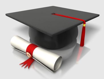 Graduation cap and diploma.