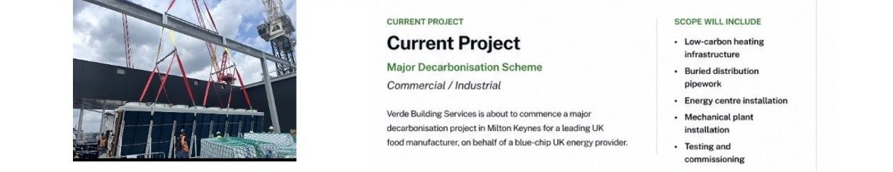 Major decarbonisation project in Milton Keynes for UK food manufacturer.