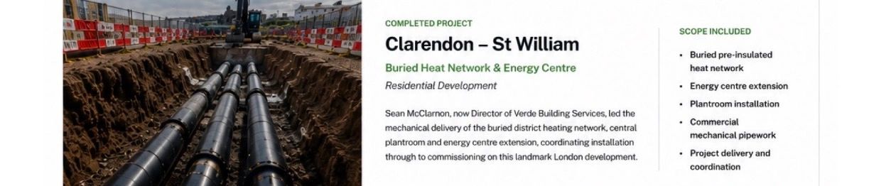 Buried heat network pipes at Clarendon - St William project site.