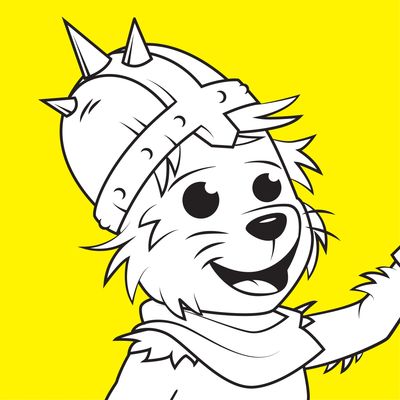 Cute cartoon warrior animal with a spiked helmet.