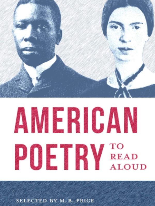 Cover of a book titled 'American Poetry to Read Aloud' featuring portraits of two poets.