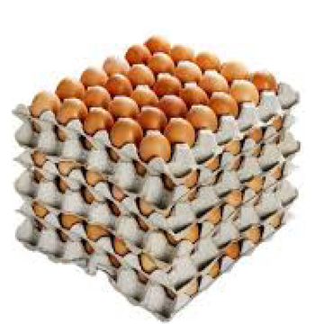 A pile of eggs in trays