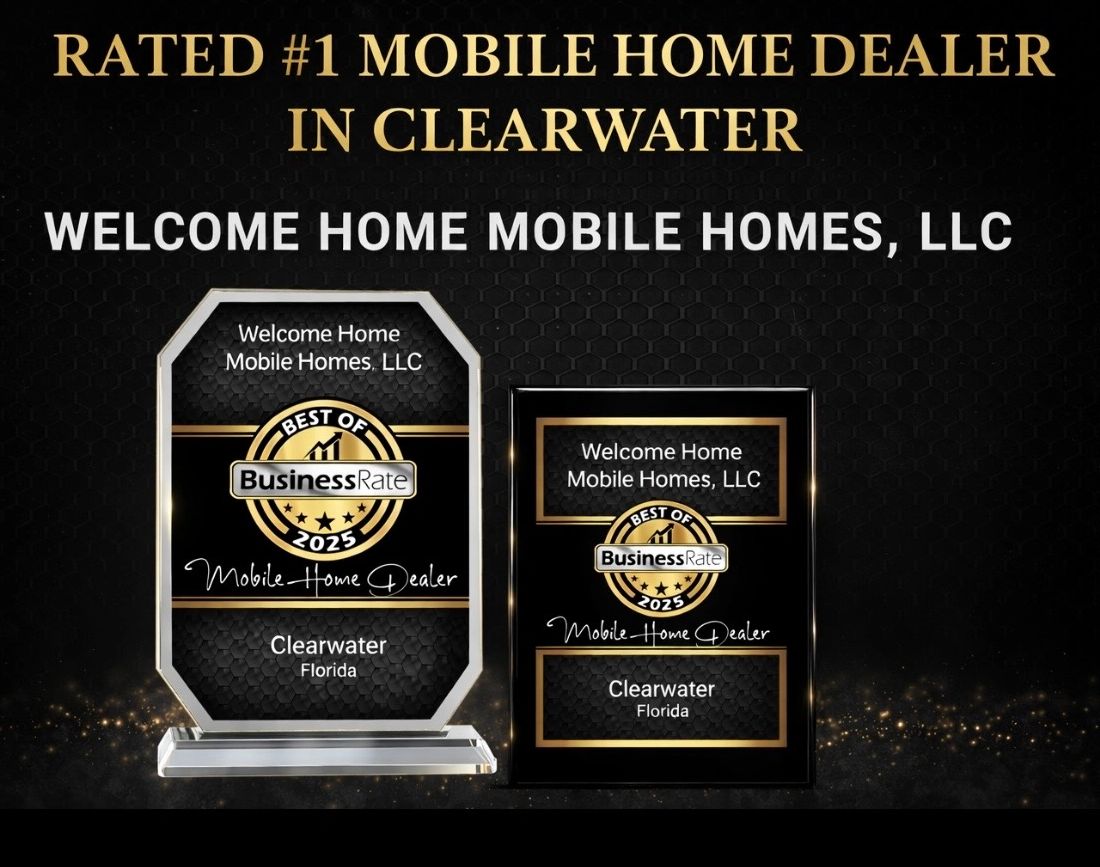 Award plaques for Welcome Home Mobile Homes, LLC as top mobile home dealer in Clearwater.