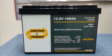 12.8V 100Ah deep cycle lithium battery with LiFePO4 technology.