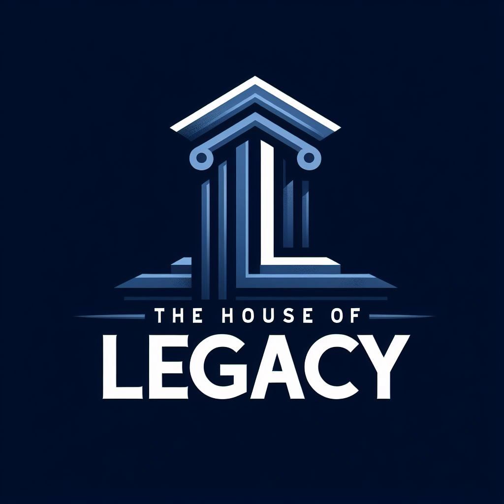 Logo of The House of Legacy with a classical column design.