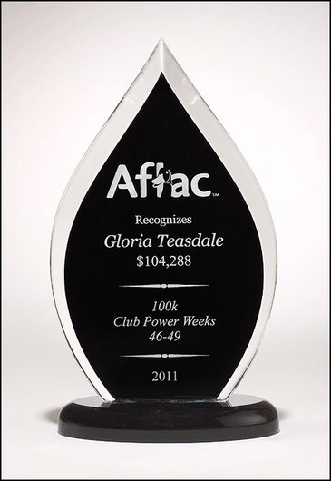 Flame Series Clear Acrylic Award with Black Silk Screened Back