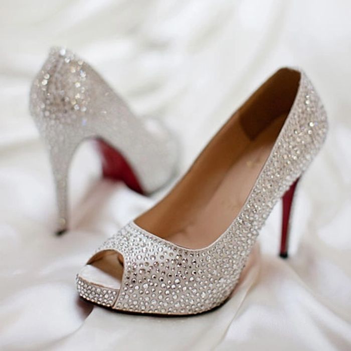 Sparkling silver bridal heels