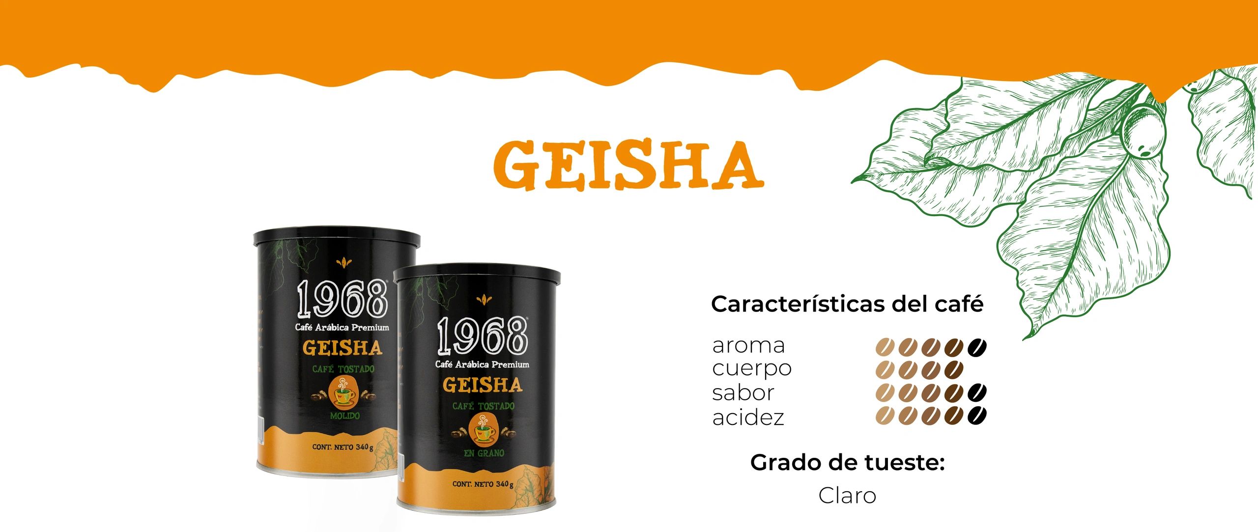 Café arabica geisha, con alta dulzura, notas florales y frutales, mora azul y acidez jugoza