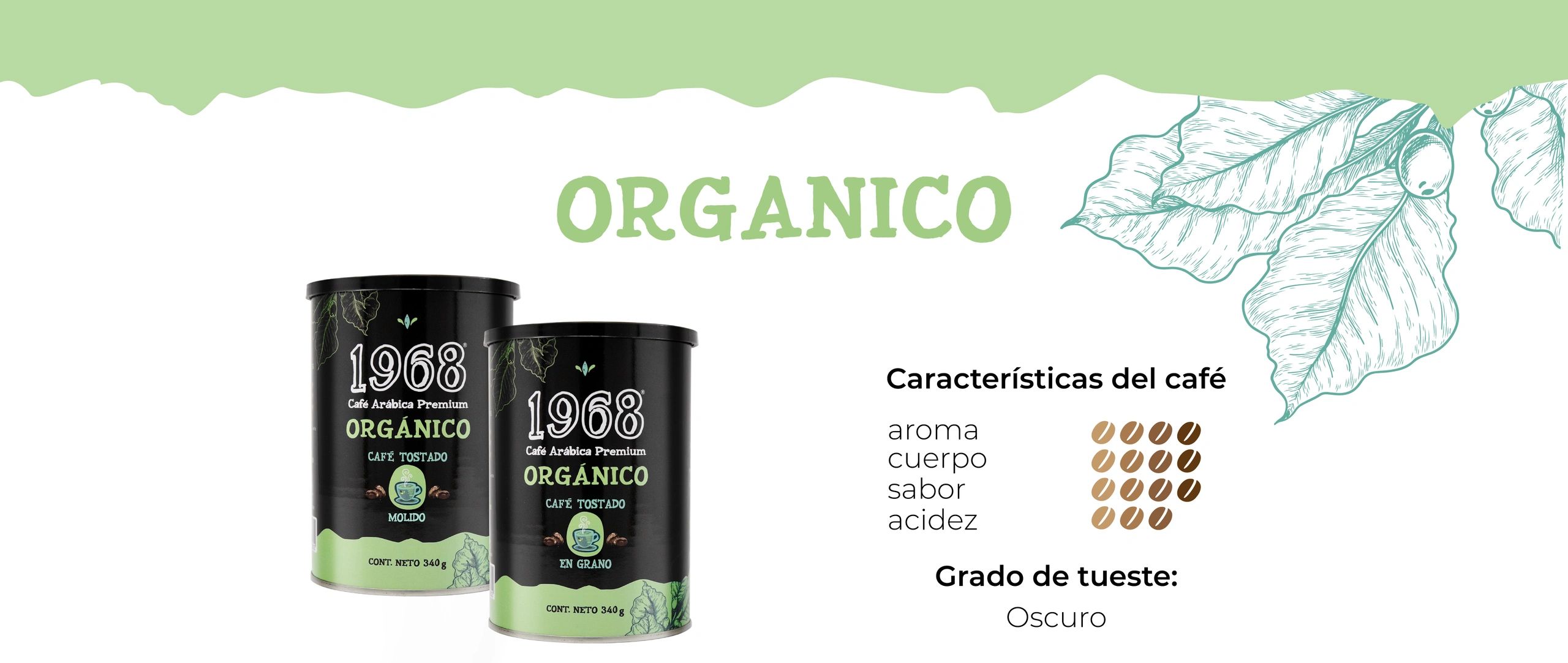Café certificado Orgánico, taza con bajo dulzor, bajo cuerpo y acidez ligera, café sin fertilizantes