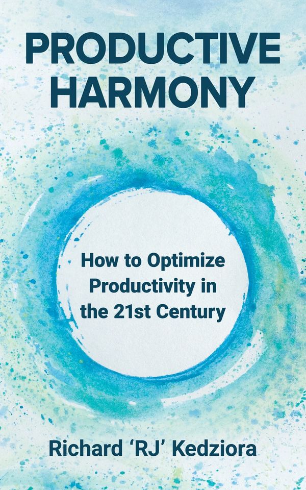 Book cover titled 'Productive Harmony' about optimizing productivity in the 21st century.