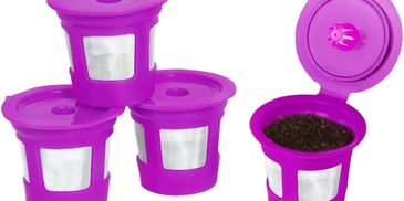  Refillable Coffee Pod Capsules with Built-In, Integrated Mesh Strainer for Use with Keurig & Select