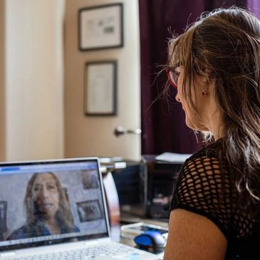 Two women talking video call