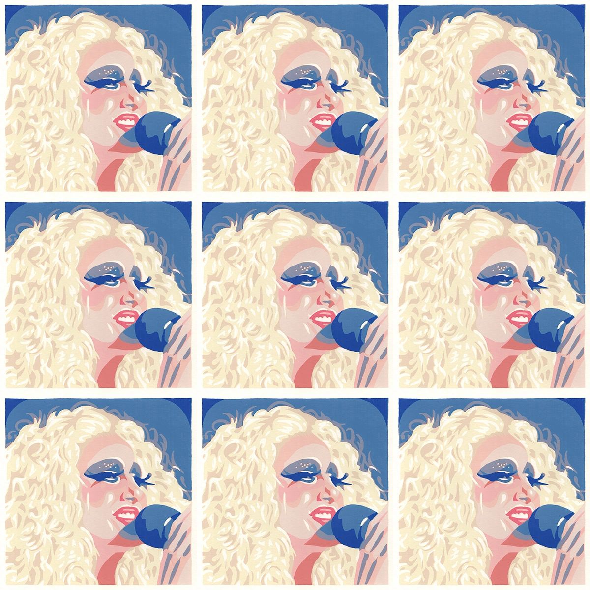 Reduction screenprint portraits of performance artist Fauxnique from her show entitled So Relevant.